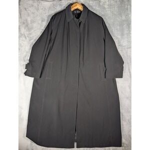 Gallery Woman Black Longline Trench Coat Collared Button Front Plus Size 3X